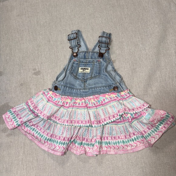 OshKosh B’gosh Other - Oshkosh B'gosh Vestbak Tiered Layered Denim Overalls Dress Jumper 12 months Girl
